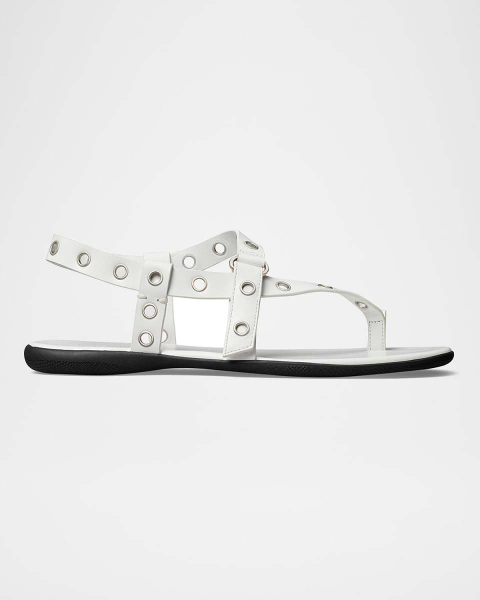 Leather Grommet Toe Ring Sandals
